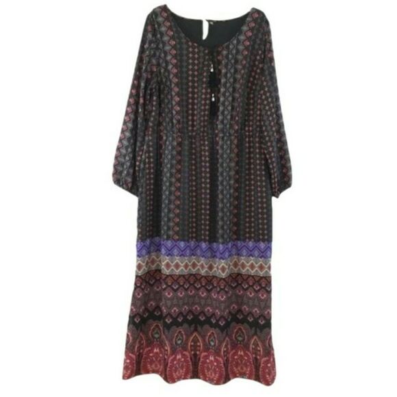 NY Collection  Gathered Waist Print Casul Dress - Picture 3 of 7